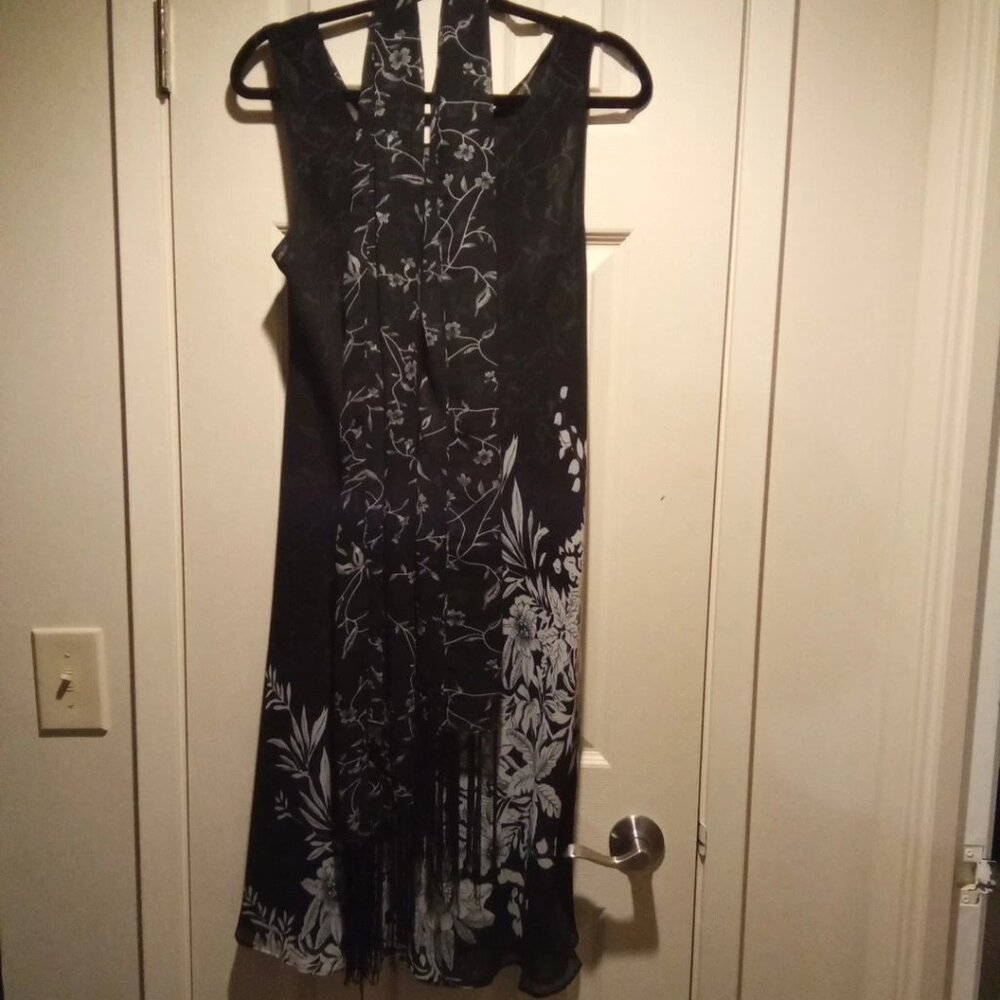 Reversible Black & White Floral Dress with Matching Scarf | Versatile Two-in-One